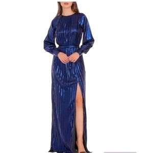 Dress The Population Calista Metallic Stripe  Gown Size XS NWOT